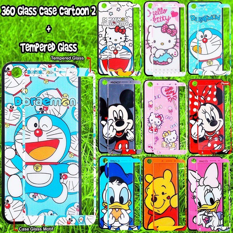 CASE GLASS CARTOON Plus Antigores For # OPPO A71 # VIVO V7 # SAMSUNG J3Pro # SAMSUNG A6 # SAMSUNG J6 # IPHONE 7G /8G # IPHONE X /Xs