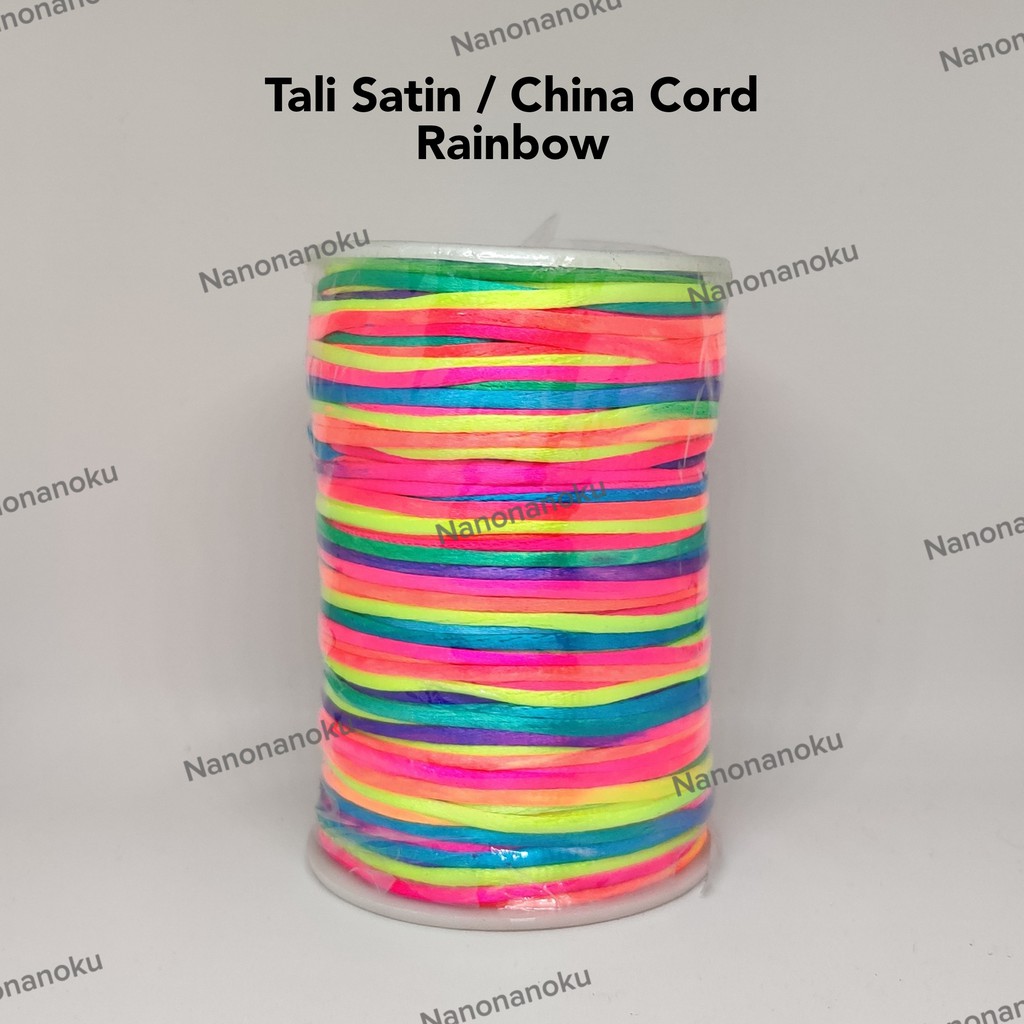 [PER GULUNG] Tali Satin Rainbow / China Cord / Simpul 2mm Pelangi