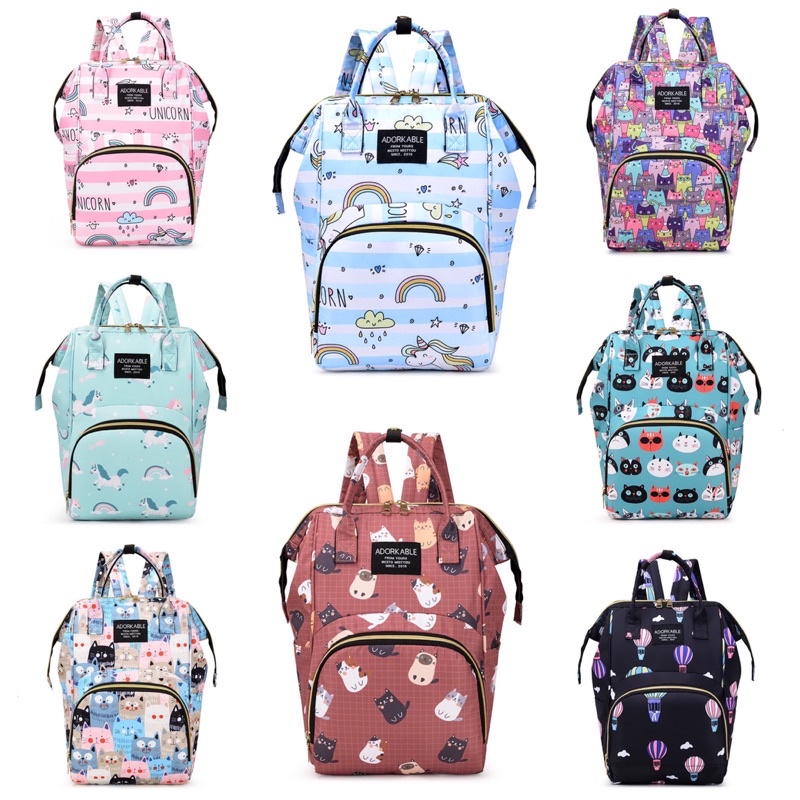 TAS BAYI 6005 - Tas Bayi Multifungsi ADORKABLE Tas Popok Baby Diapers Bag Tas Perlengkapan Travelling Ransel Backpack - H1