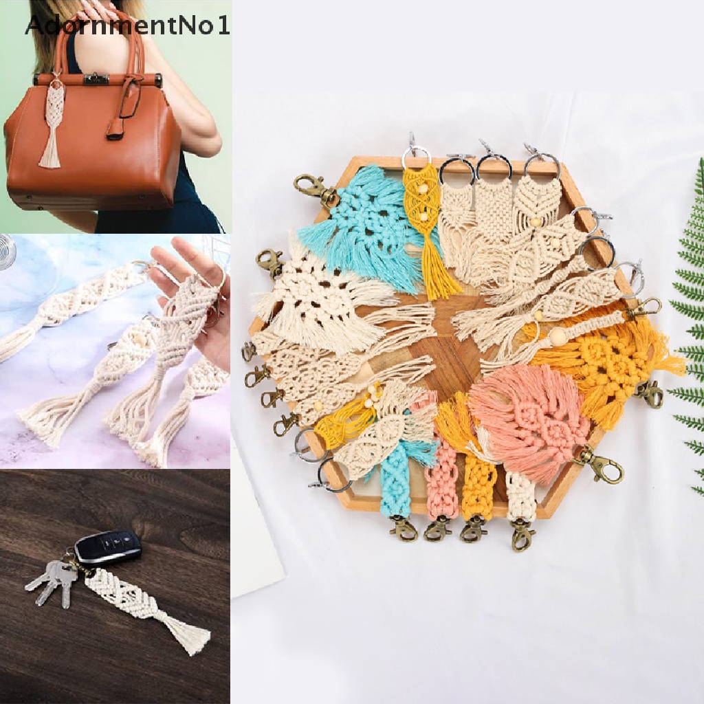 (AdornmentNo1) Gantungan Kunci Macrame Rumbai Handmade Gaya Boho Untuk Aksesoris Tas / Mobil