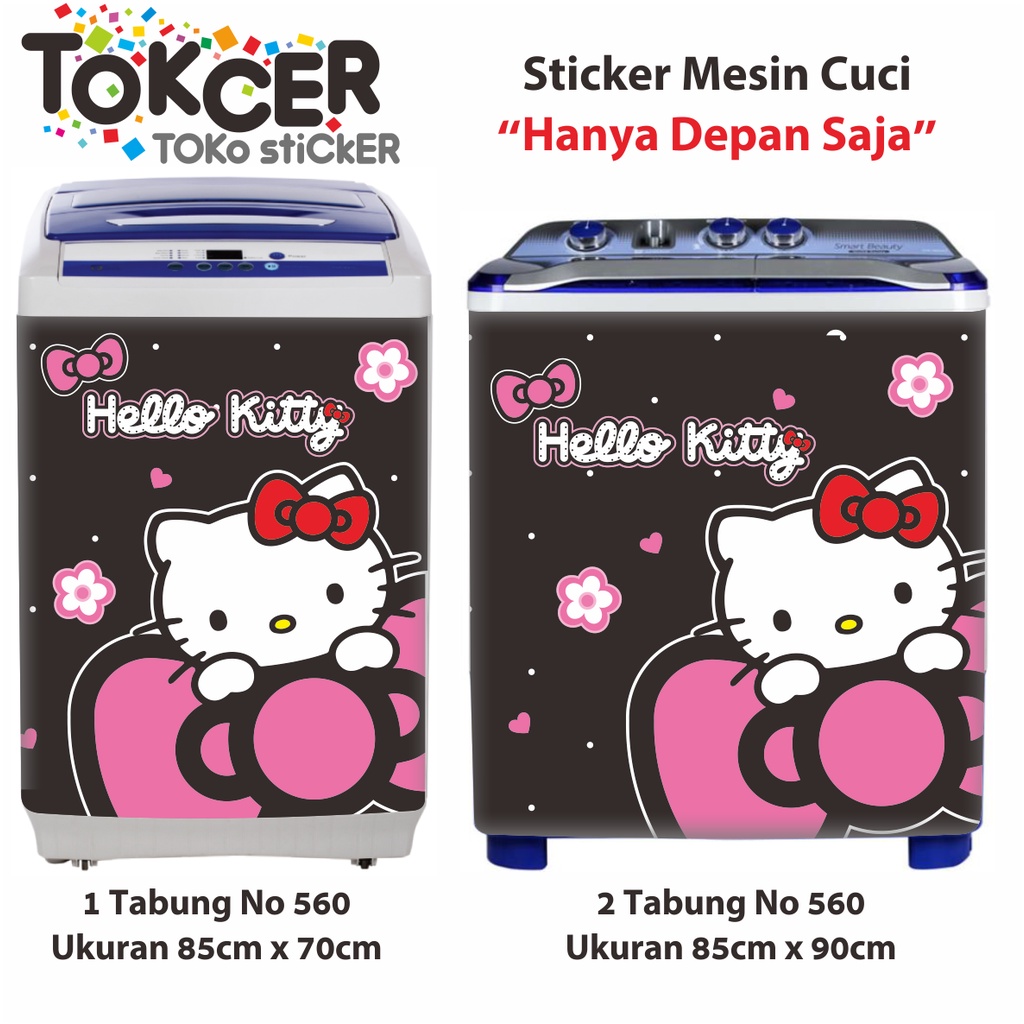 Stiker Mesin Cuci 1 Tabung atau 2 Tabung MOTIF Hello Kitty