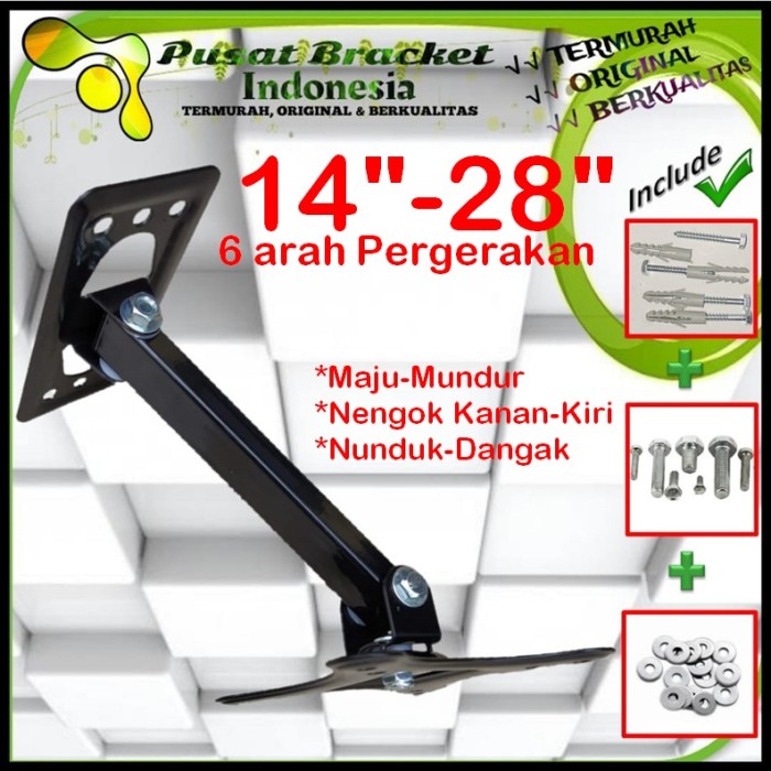 Bracket Tv Monitor Lengan 14&quot; s/d 28&quot; 6arah Fleksible PBI.SWKNM-006