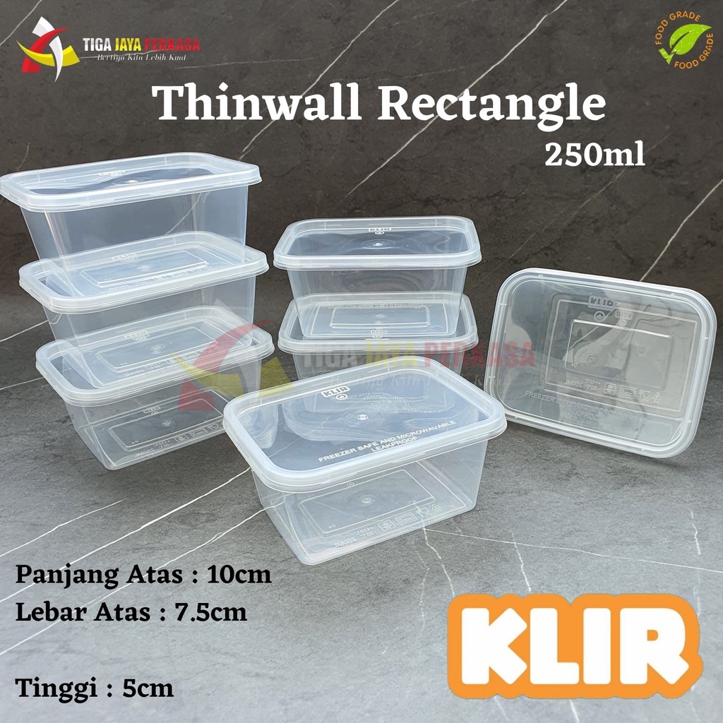 Jual Thinwall Klir Rectangle 250 Ml Kotak Makan 250 Ml Thinwall 250ml Rec 25pcs Shopee 8643