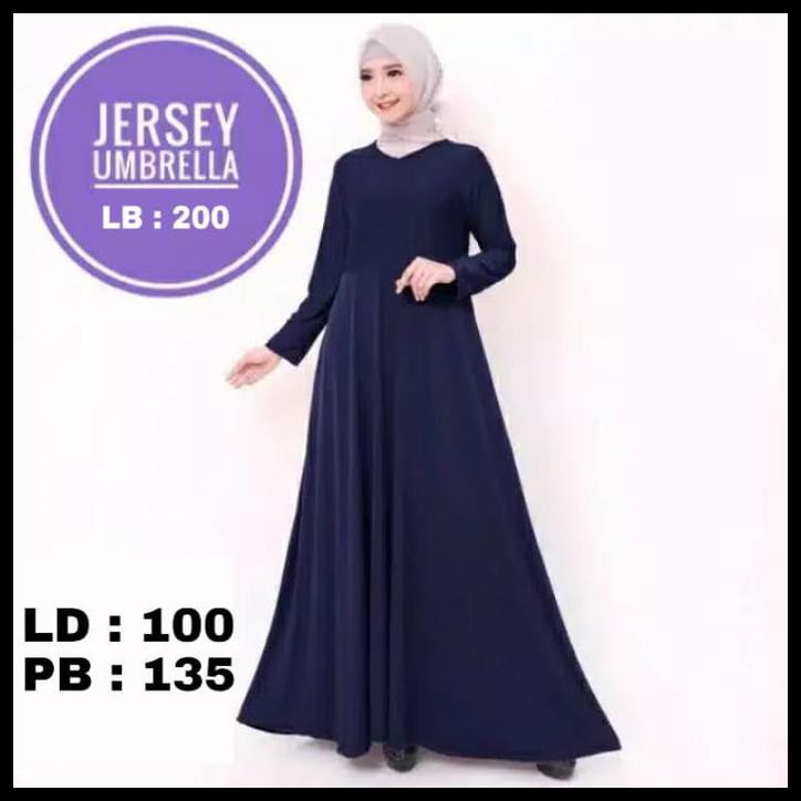 Gamis Jersey Polos Tebal Umbrella - Merah