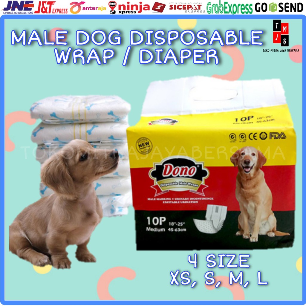 POPOK ANJING JANTAN XS S M L DOG DIAPERS MALE WRAPS HITAM DONO