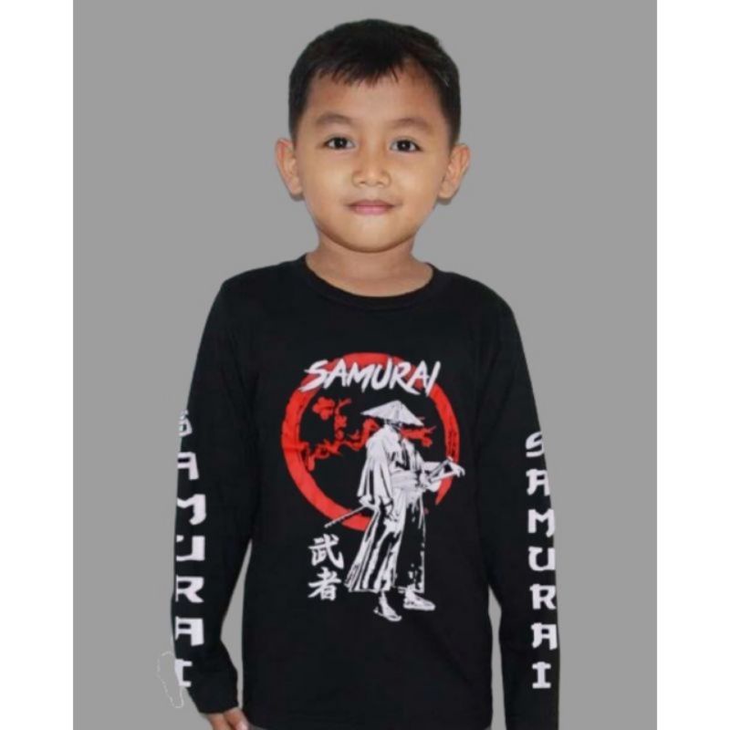 Kaos Anak Samurai Jepang Lengan Panjang 6-13 tahun