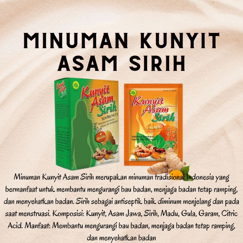 

Sido Muncul Minuman Kunyit Asam Sirih 5's - Mengurangi Bau Badan