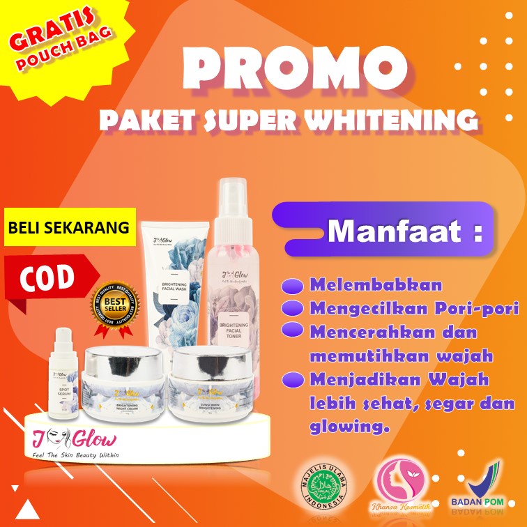 Jglow J glow Skincare Super Whitening Krim Perawatan Kecantikan Pemutih Kosmetik Wajah Glowing BPOM