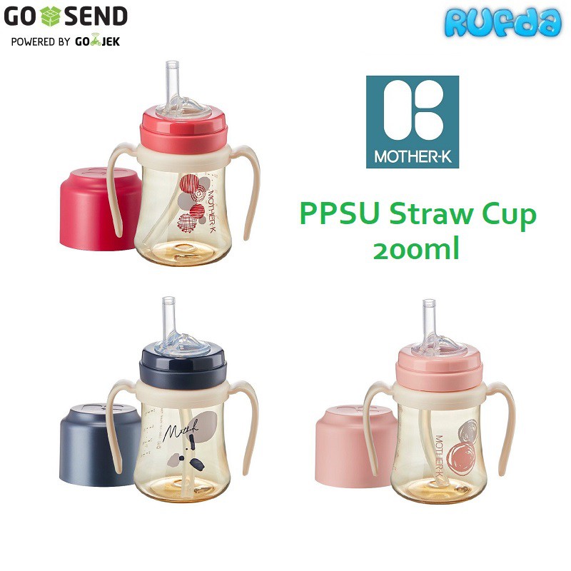 Mother-K 200ml PPSU Straw Cup Botol Sedotan Anak Model Korea