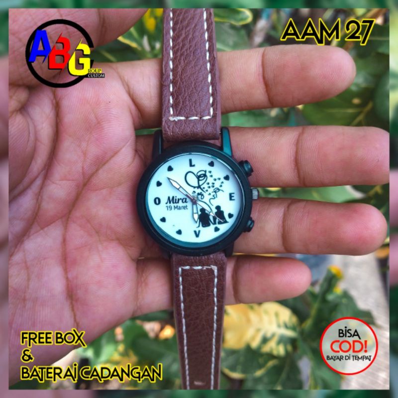 JAM TANGAN COUPLE CUSTOM BISA REQUEST DESAIN BONUS BOX DAN BATRAI CADANGAN