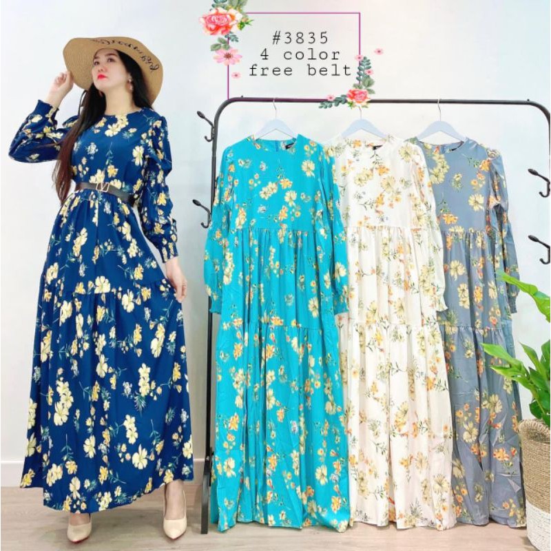Dress bangkok  flower premium impor