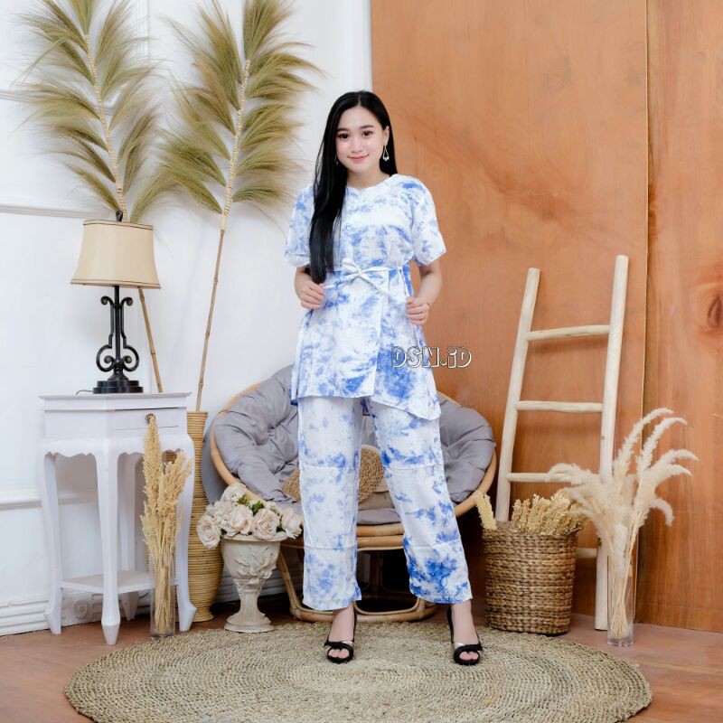 ONE SET SETELAN KULOT PANJANG BALI MOTIF TIE DYE