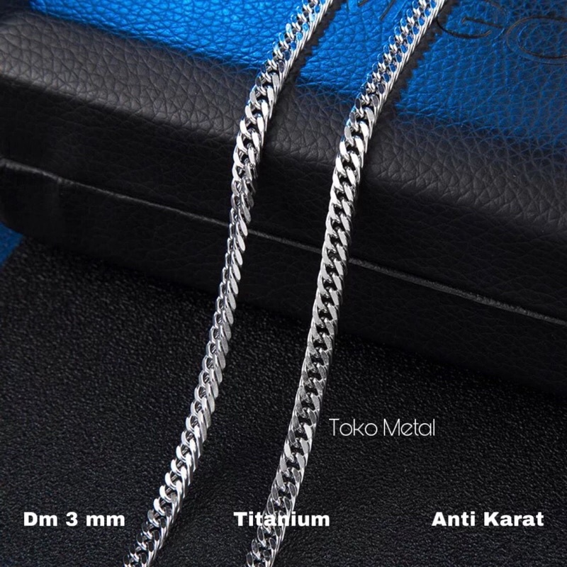 Kalung Titanium Rantia Pria Dan wanita 45 Cm 50 Cm 60 Cm[ Toko Metal ]