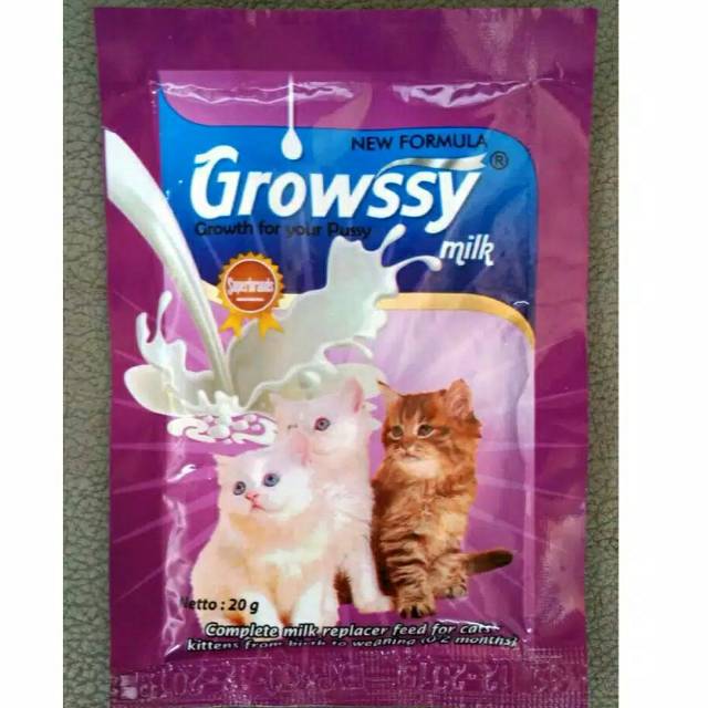 Susu kucing Growssy 20gr untuk kucing bayi sampai dewasa