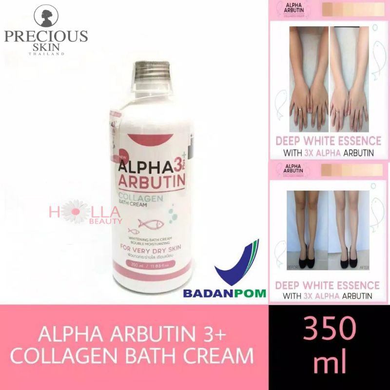 BPOM ALPHA ARBUTIN 3 PLUS WHITENING COLLAGEN BATH CREAM / SOAP SABUN MANDI / PEMUTIH BADAN 350ml