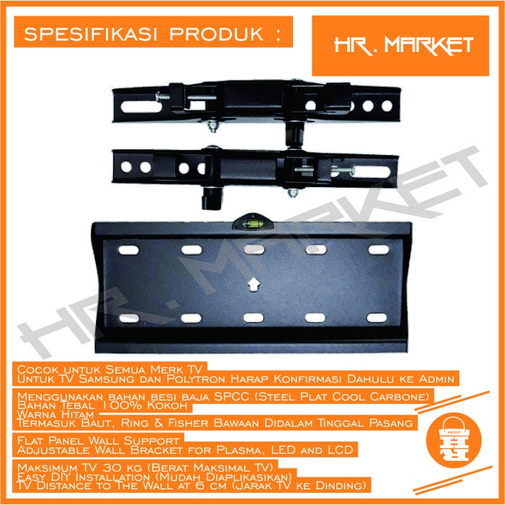 Bracket TV 43 40 32 29 24 21 17 Inch 14 - 43 In LED LCD Universal Semua TV Bisa Nunduk Dangak Breket TV Briket TV Braket TV Bracket TV Gantungan Tembok Tempelan Dinding HR1 Fasa