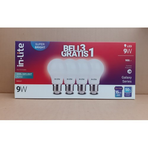 Inlite / In-Lite / In lite 9w LED Bulb 9 Watt PAKET Beli 3 Gratis 1