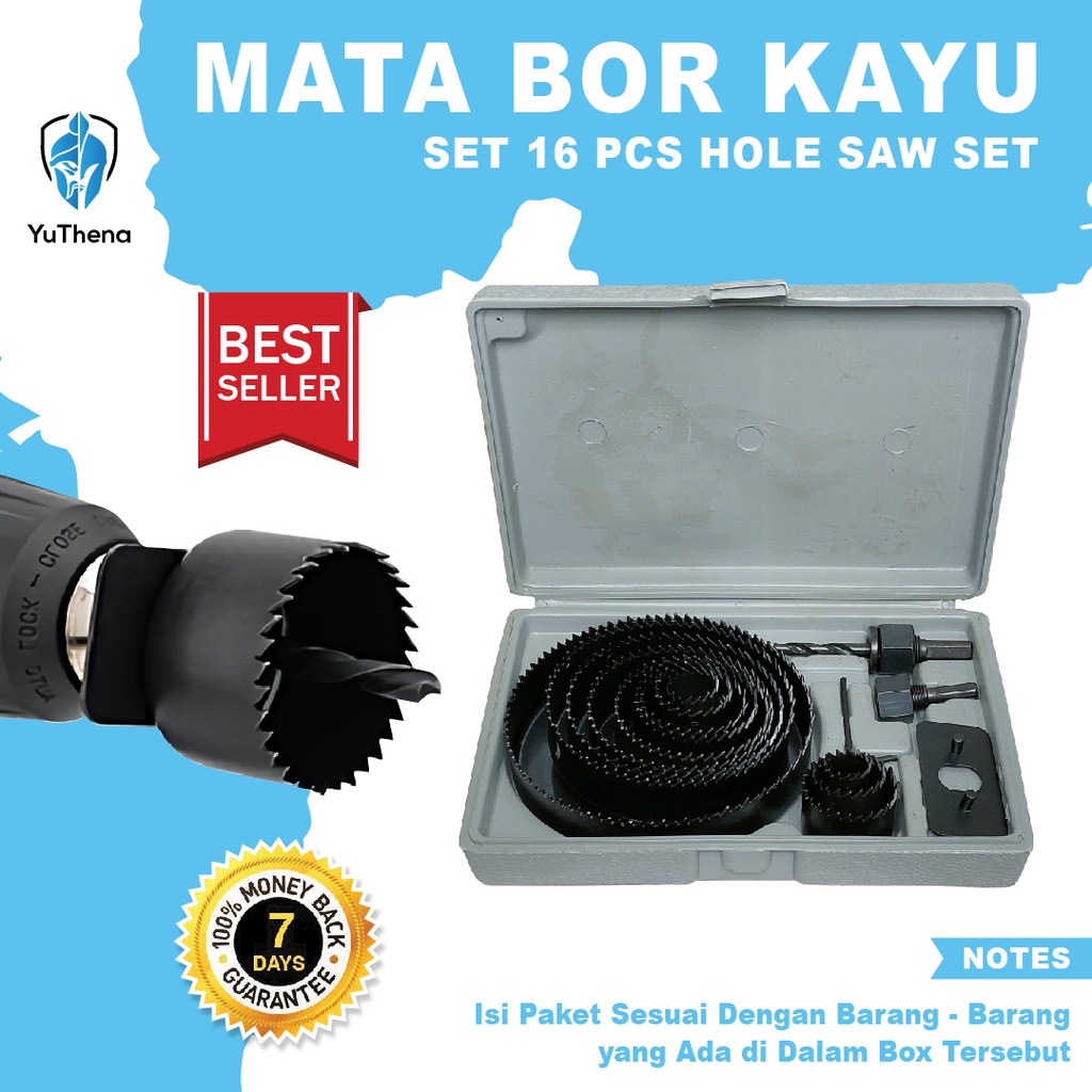 Jual Hole Saw mata bor lubang kayu pipa hole saw kayu Nankai 16 pcs