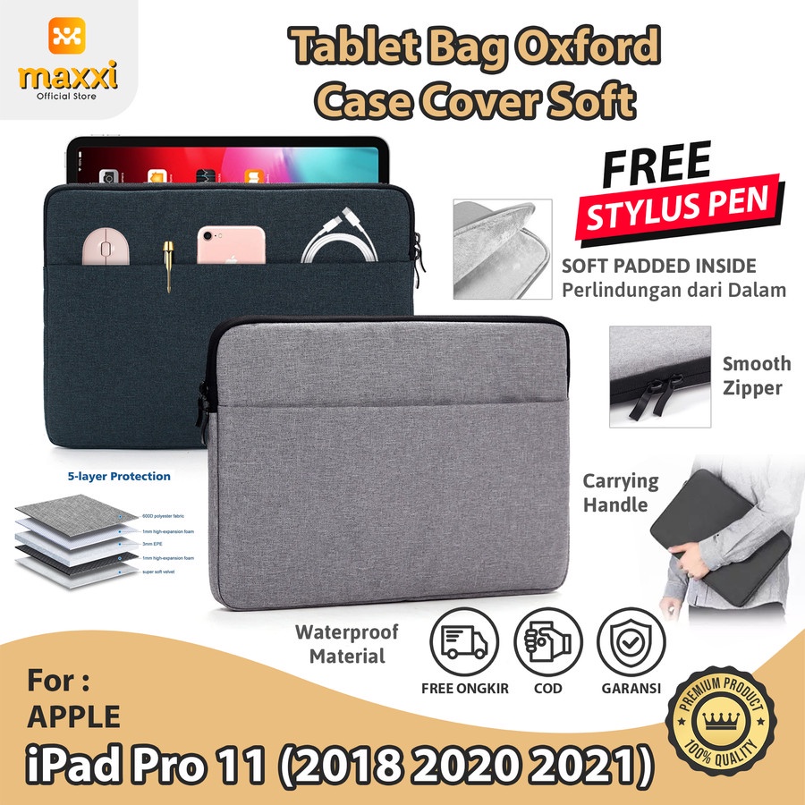 iPad Pro 11 2018 2020 2021 Tas Tablet Sleeve Case Cover Soft HandBag Casing Kesing Pouch Waterproof 