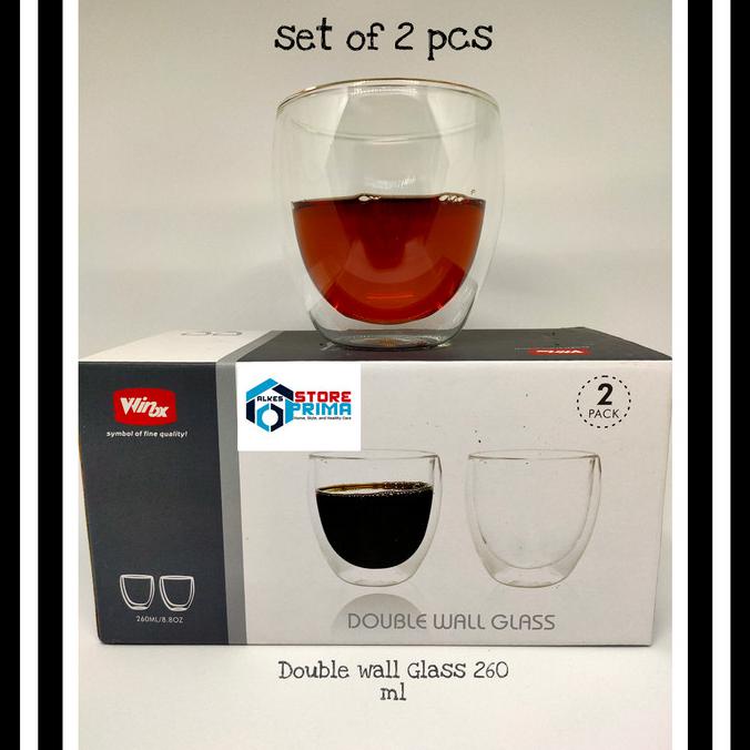 Sale Gelas Double Wall 260 Ml/ Gelas Kopi Double Wall 8.8 Oz Set 2 Pcs Bergaransi