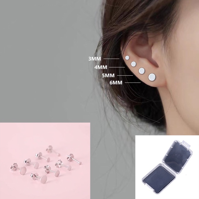 Barang spot】100% Nyata S925 anting perak Stud Earrings melingkar Telinga dengan anting perak S925 earplug Perhiasan Hadiah