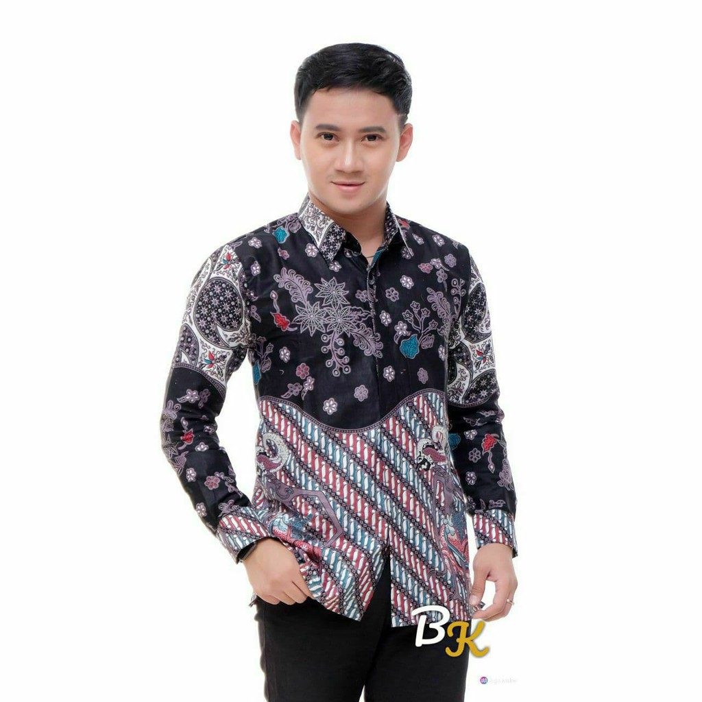 Kemeja Batik Lengan Panjang 021 RISNA BATIK HRB026 HEM BATIK MURAH SENO SOGAN BAKUNG PADI MANGGAR