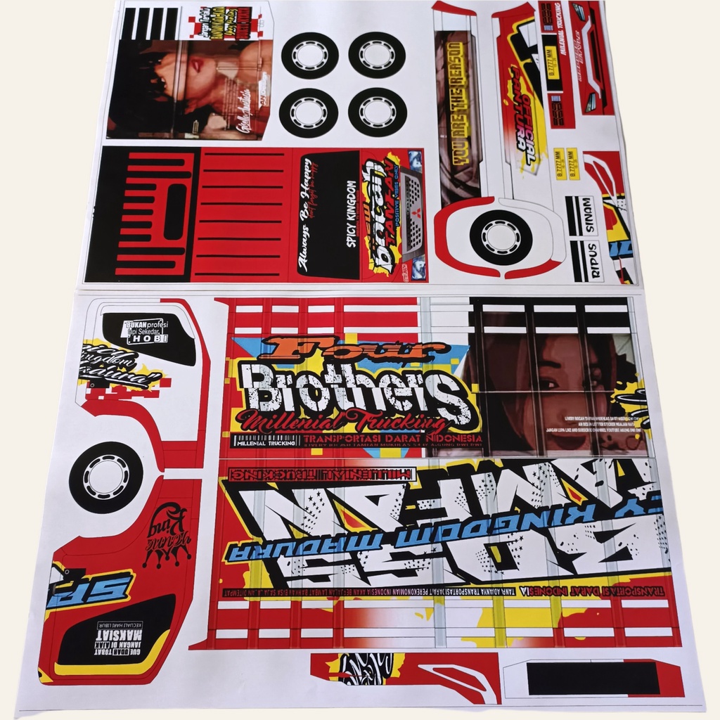 Pola Miniatur Truk Oleng/Sticker Untuk Merakit Truck Oleng