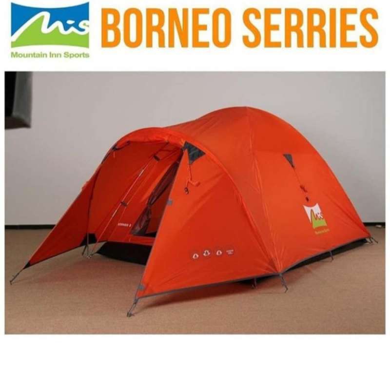 Rajanya Tenda MiS Borneo 4 Tenda Camping Double Layer Frame Fiber / Tenda Gunung Kapasitas 4-5 Orang