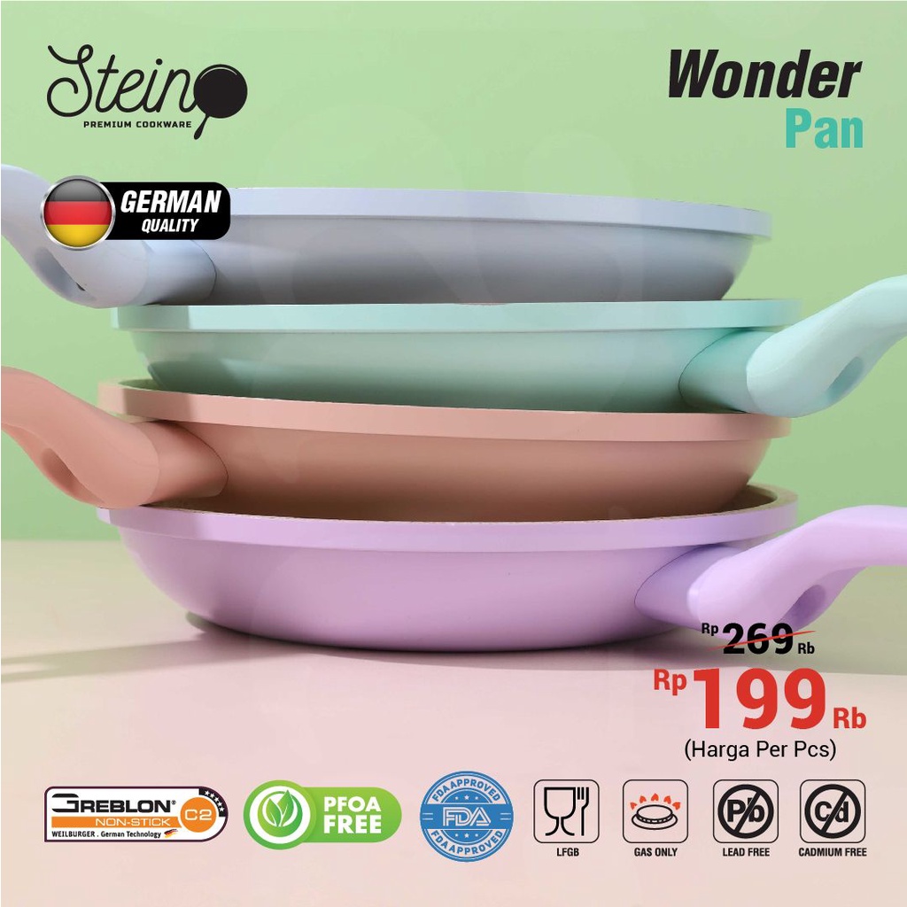 Stein Wonder Pan Frypan 20 cm Panci Anti Lengket German Greblon C2