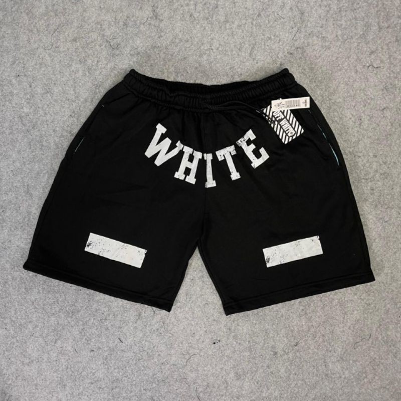 READY!!! SHORT PANTS / CELANA PENDEK OFF WHITE SKRIP YELLOW PREMIUM HIGHT QUALITY