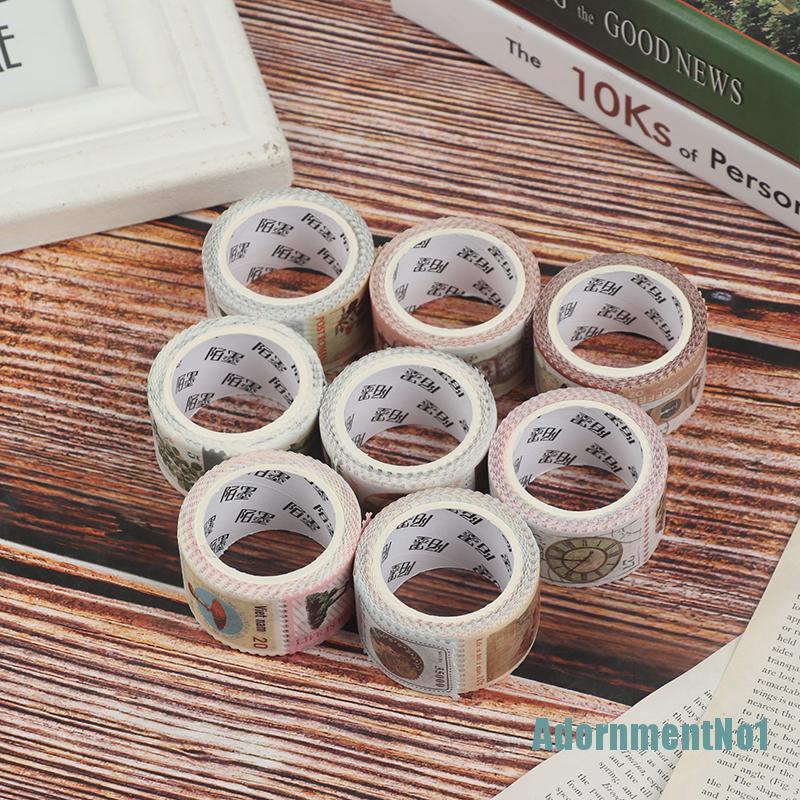 (AdornmentNo1) Tape Stempel Motif Tanaman Retro Untuk Dekorasi Scrapbook / Jurnal