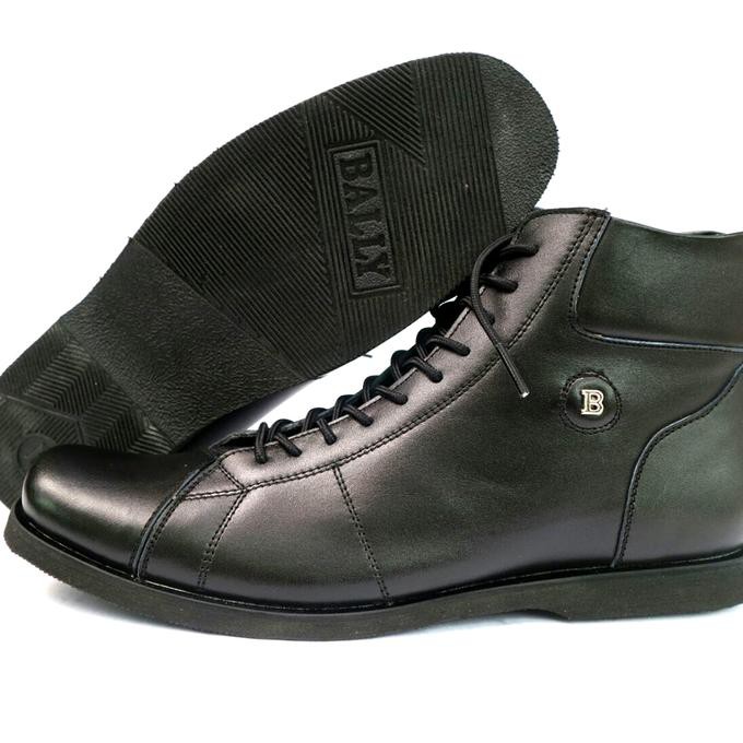 Sepatu Pria Bally Boots Kulit Sapi Asli Warna Hitam - Hitam, 39