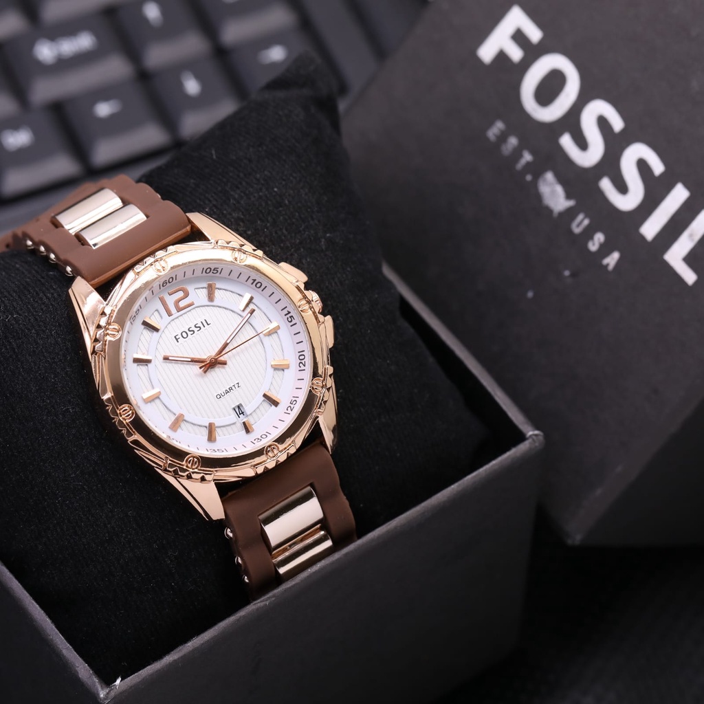 Grosiran Jam Tangan Fashion Wanita FI3665TL Analog Strap Rubber Tanggal Aktif Free Baterai Cadangan dan Box Exclusive (COD)