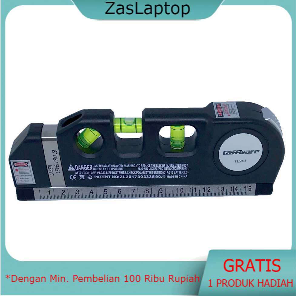 

PENGGARIS LASER UNTUK MENGUKUR DINDING/WALLPAPER 250CM + Waterpass - Taffware