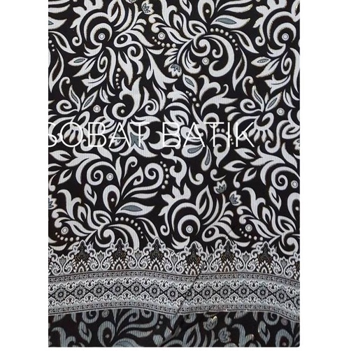 ♗ Kain Batik Semi Sutra Motif 31120 Hitam Putih ♦