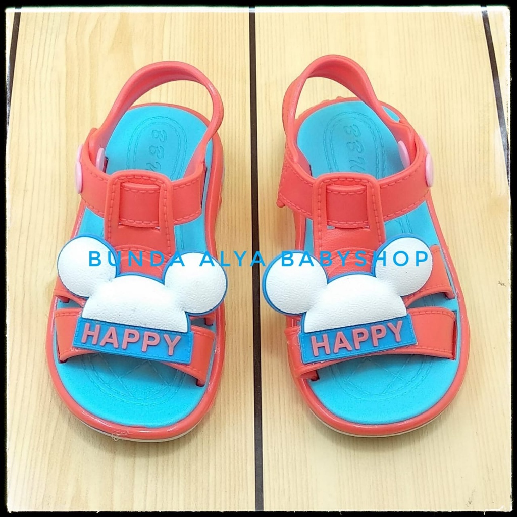 Sendal Anak Laki Laki  Usia 1 2 3 4 Tahun ORANGE Motif Lucu Karet Lentur - Sendal Anak Cowo Elastis Anti Licin