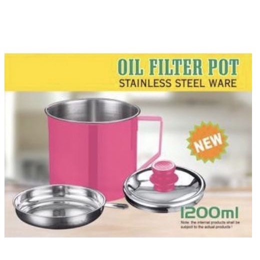 [LLP] Oil Pot Warna Stainless Tempat saring Minyak