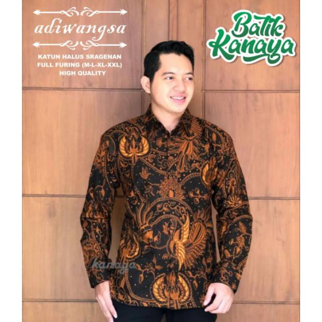 Kemeja Batik Pria Adiwangsa Bahan Katun Halus Lapis Furing kualitas Premium