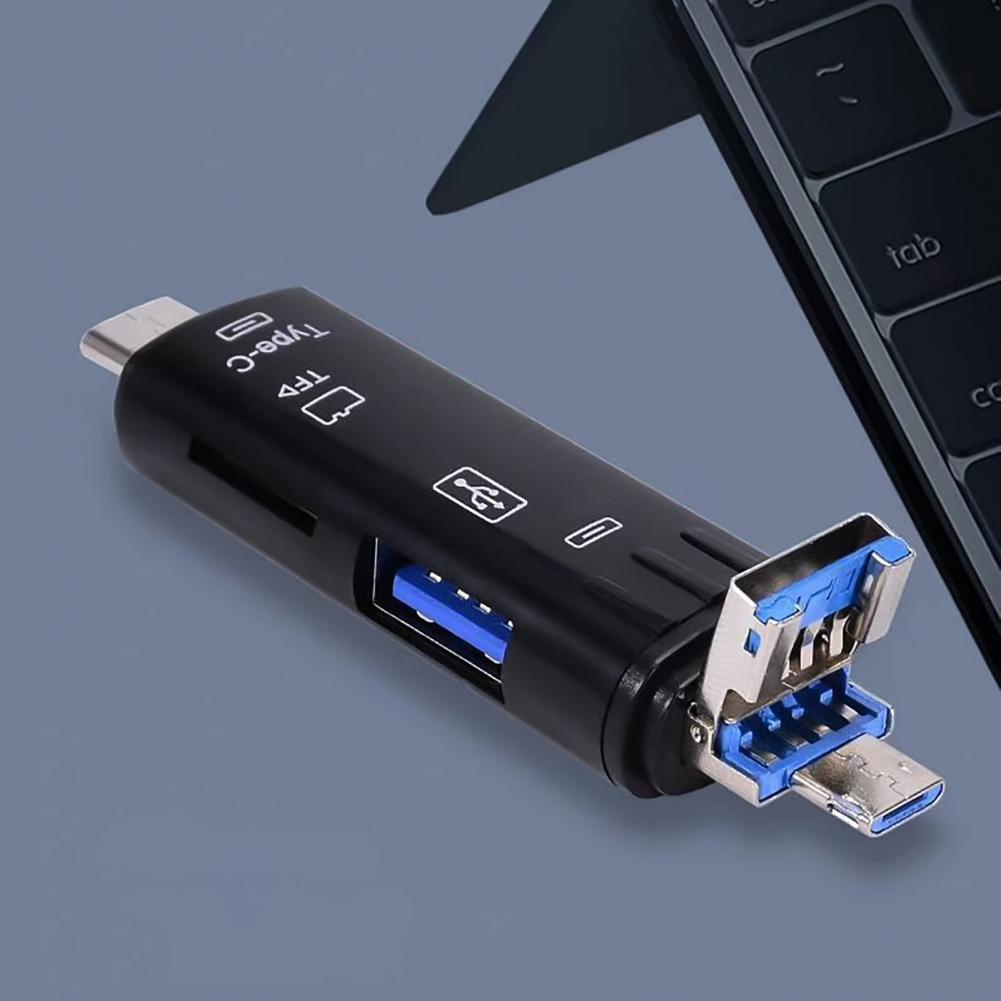 Actual【COD】Card Reader OTG 5 in 1 USB 3.0 Type C Fit For Micro SD/TF/Memory Card /Adaptor/Card Reader/Multifunction/Handphone/Computer/Notbook