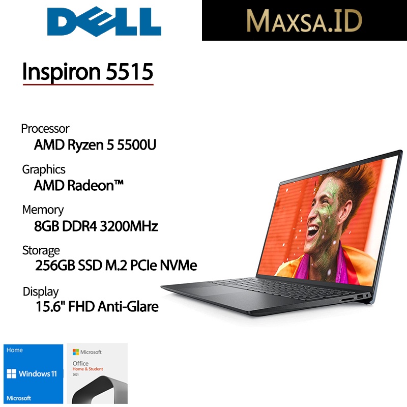 DELL NOTEBOOK INSPIRON 5515 Ryzen 5-5500U 8GB 256GB 15.6" WVA Win 11