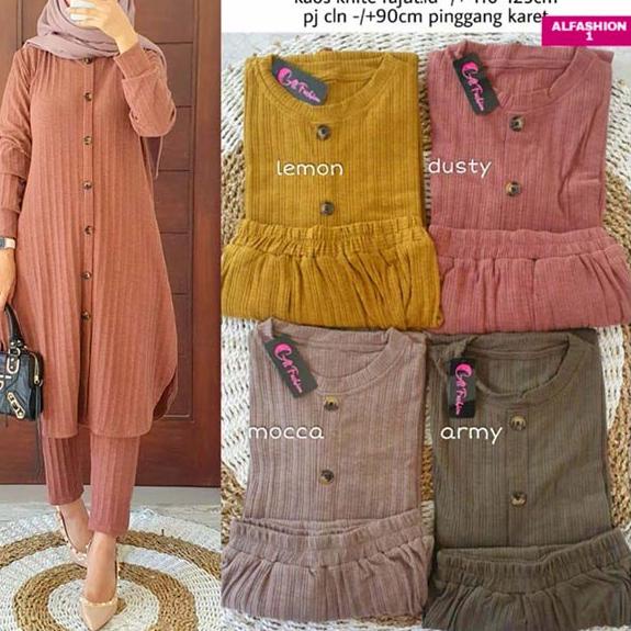 Paling Disukai.. Setelan Wanita Kaos Knit Rajut Import Tebal Adem Nyaman Bagus Fashion Muslim Remaja