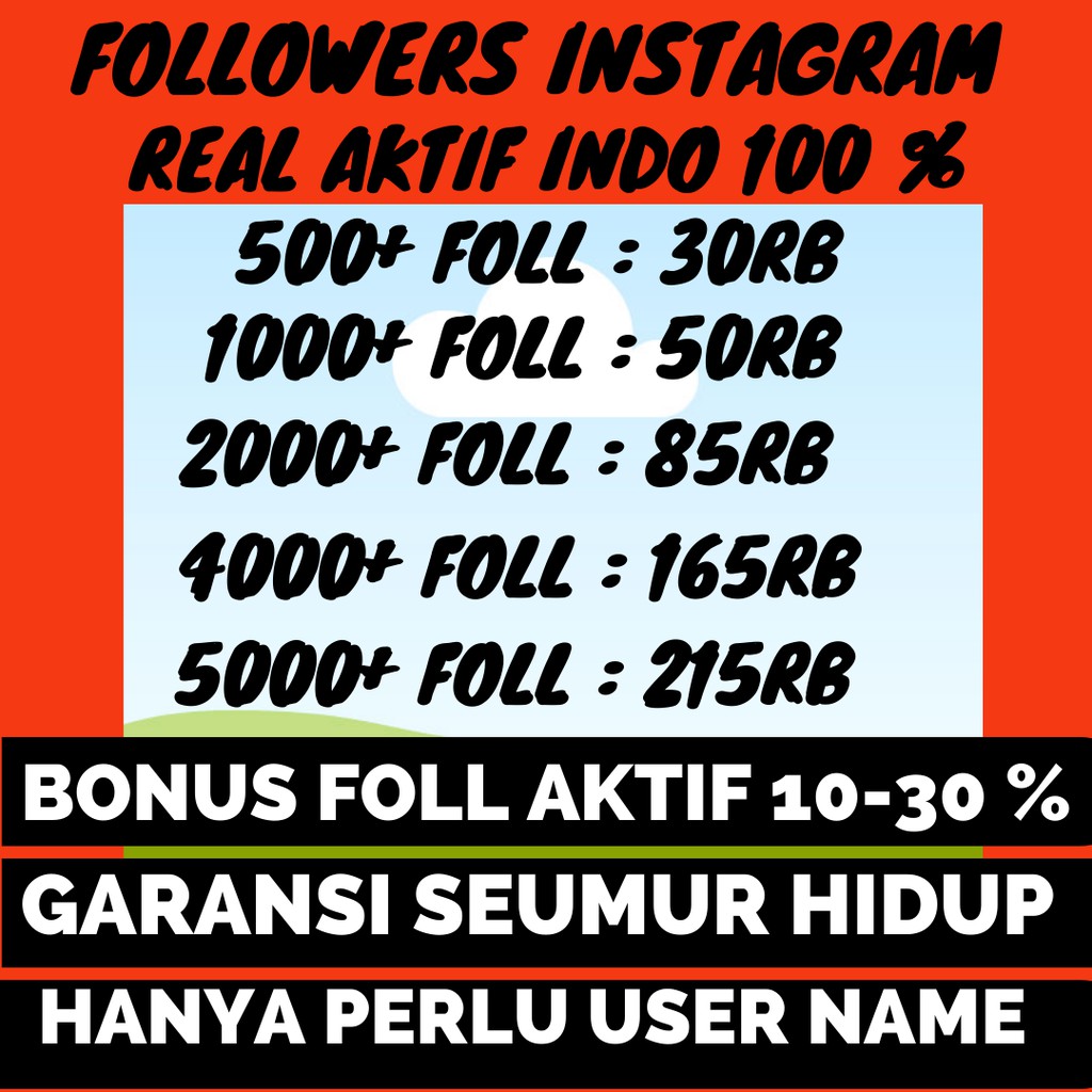 PROMO  FOLLOWERS IG REAL AKTIF INDONESIA LAYANAN AKUN FOLLOWER INDO INSTAGRAM