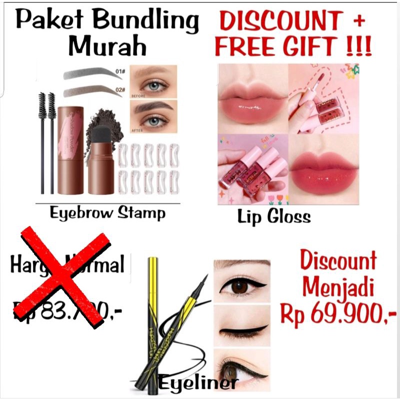 [COD] PAKET KOSMETIK LENGKAP TERMURAH 3 IN 1 | PAKET MAKE UP SUPER KOMPLIT | PAKET MAKEUP TERMURAH DAN TERLENGKAP | KIMUSE EYEBROW STAMP