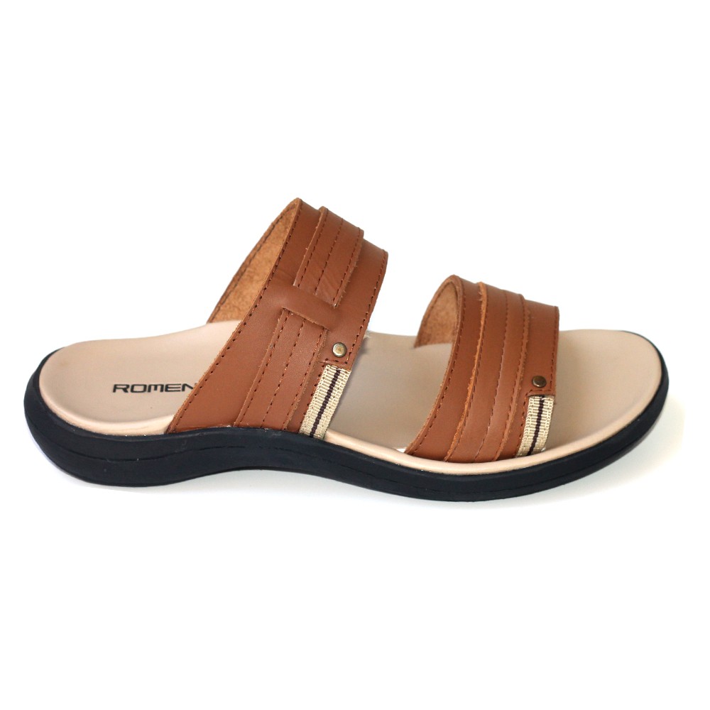 ROMENACO Sandal Pria Upper Kulit Asli - V03  Tan