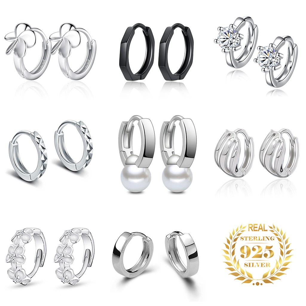 925 Sterling Silver Wanita Anting-Anting Berlian Kupu-kupu Telinga Buckle Mutiara Klip Telinga Fashion Perhiasan Sederhana