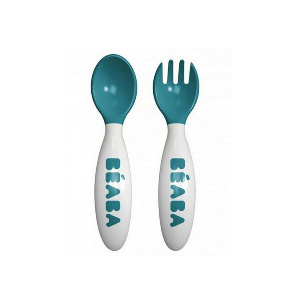 Beaba Set 2 2nd Age Fork Spoon Blue Sendok Garpu Khusus Bayi