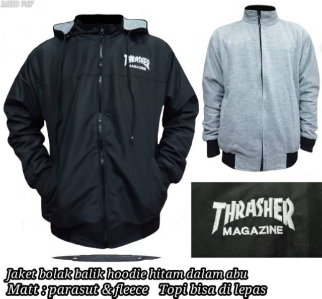 Jaket parasit thrasher jaket pria jaket bolak balik