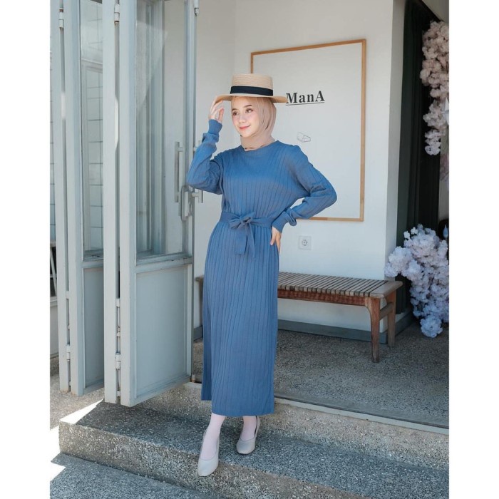 Dress rajut maxi +tali | Maxi dress azalea | gamis rajut