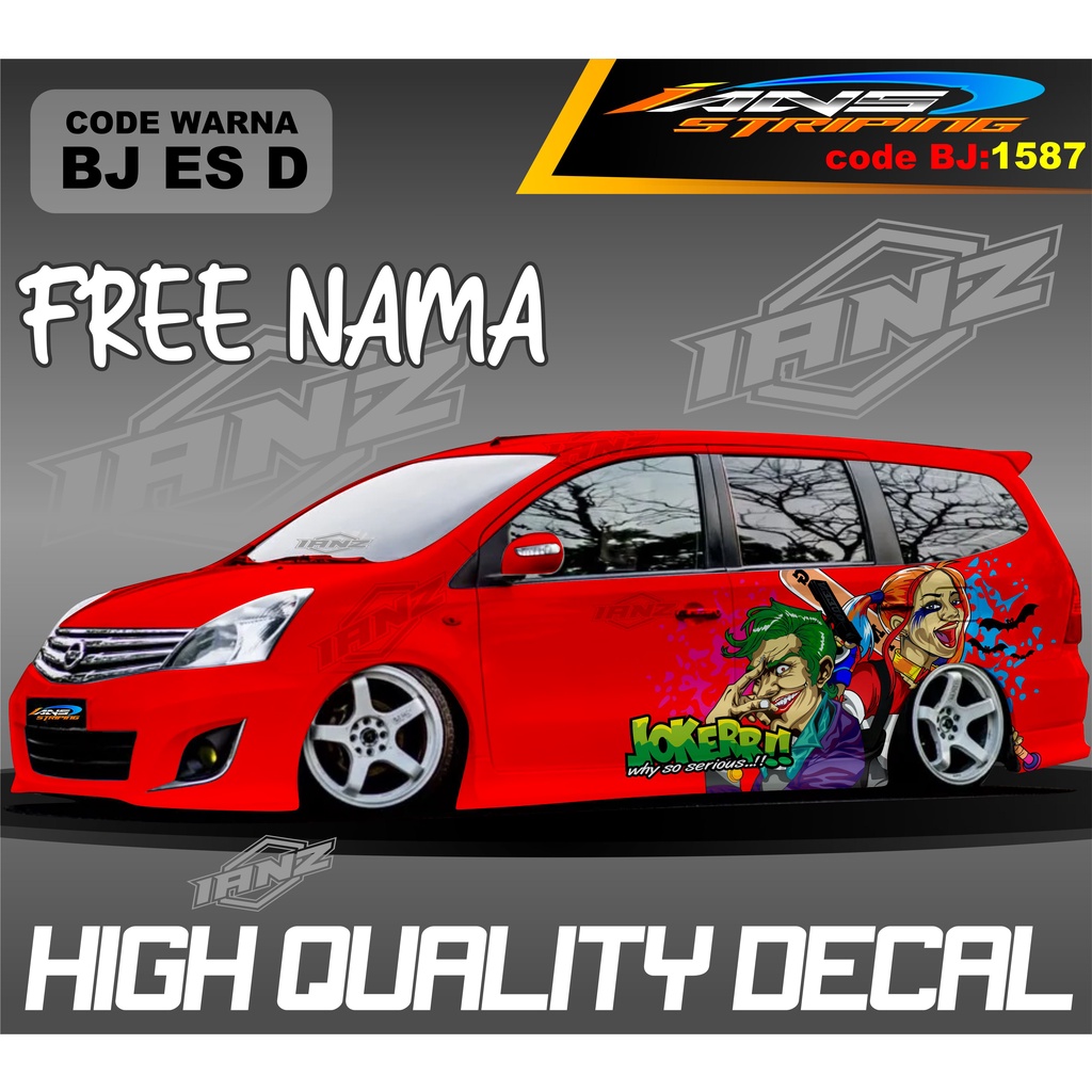 DECAL STIKER MOBIL GRAN LIVINA MOTIF JOKER / VARIASI STIKER MOBIL PAJERO SPORT / STIKER MOBIL AVANZA / VARIASI STIKER MOBIL XENIA / STIKER MOBIL TERMURAH