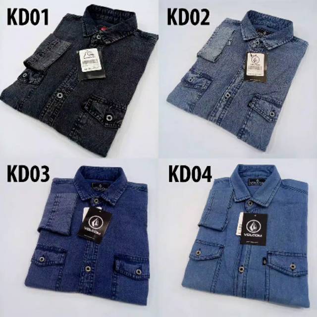 BAJU JEANS HEM PRIA LENGAN PANJANG JEANS BIRU